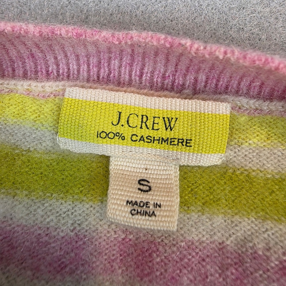 J. Crew Womens 100% Cashmere Rainbow Stripe Crewneck Sweater Multi Color Small - Picture 3 of 7